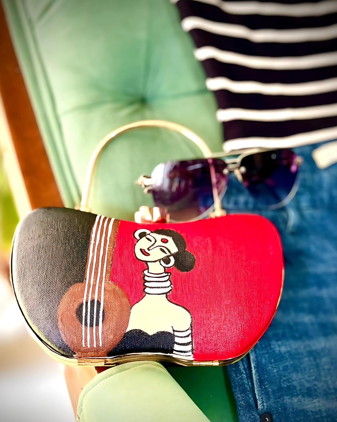 "Muse in Melody & Sunlit Bloom" Hand-Painted Clutch