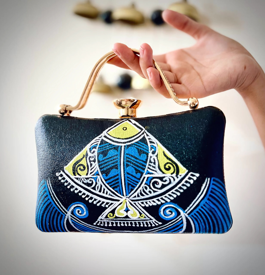 Fish & Forest – Hand-Painted Clutch