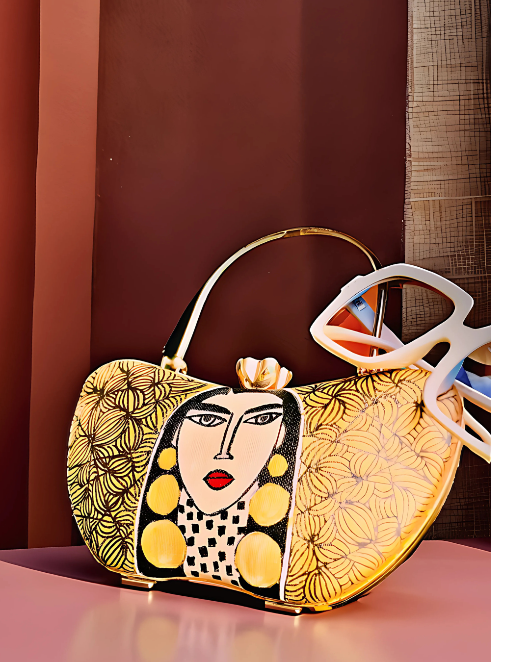 Golden bloom Handpainted Clutch