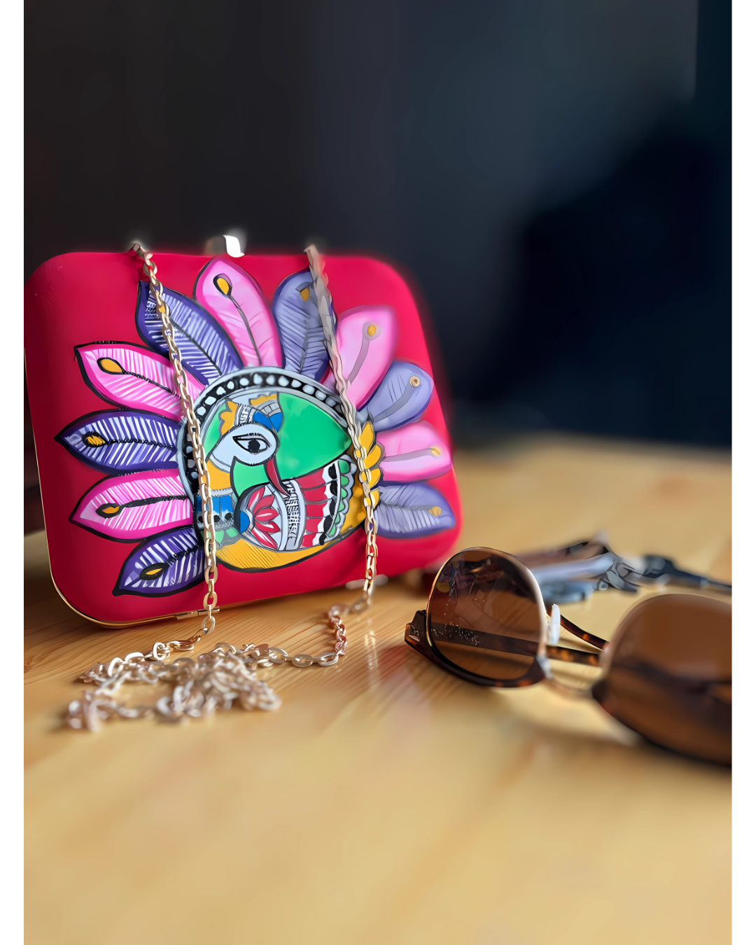 “Vibrance”– A Folk Art Fusion Hand-Painted Clutch