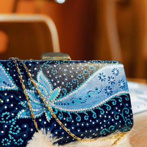 Regal Mandalas – Hand-Painted Clutch in Dot Art